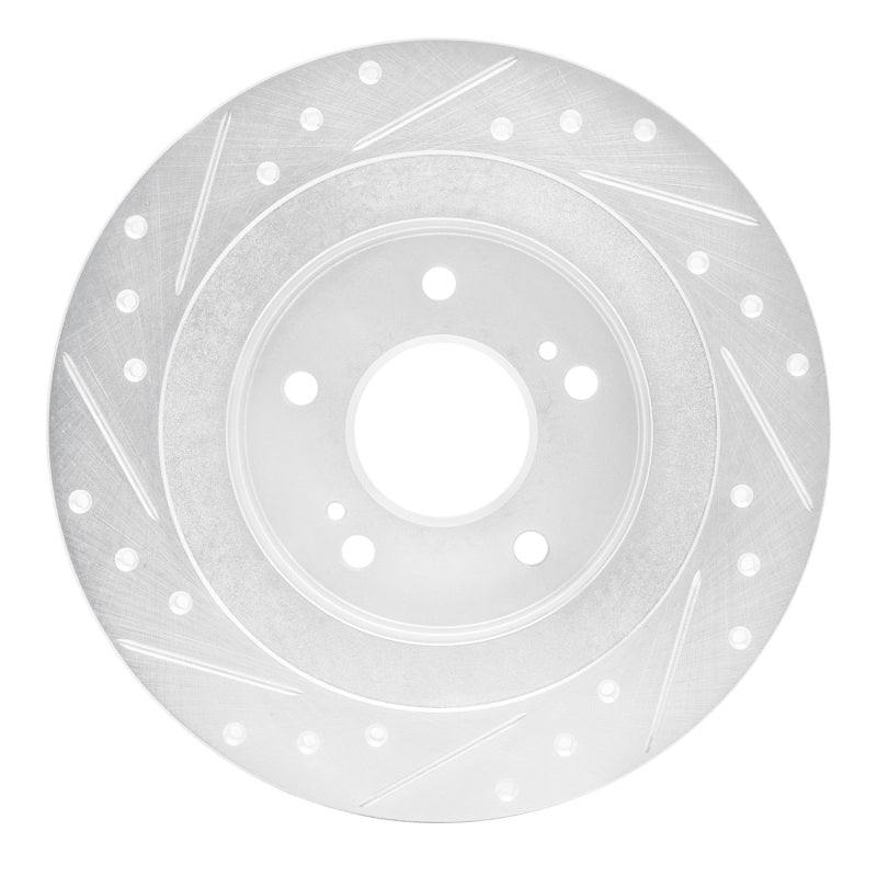 R1 Concepts R1 84-88 Nissan 200SX Rear Right Drilled & Slotted Silver Brake Rotor