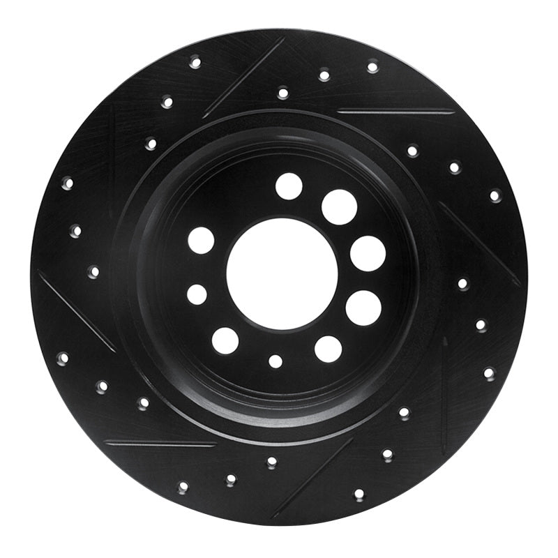R1 Concepts R1 74-95 Volvo 244 Rear Right Drilled & Slotted Black Brake Rotor