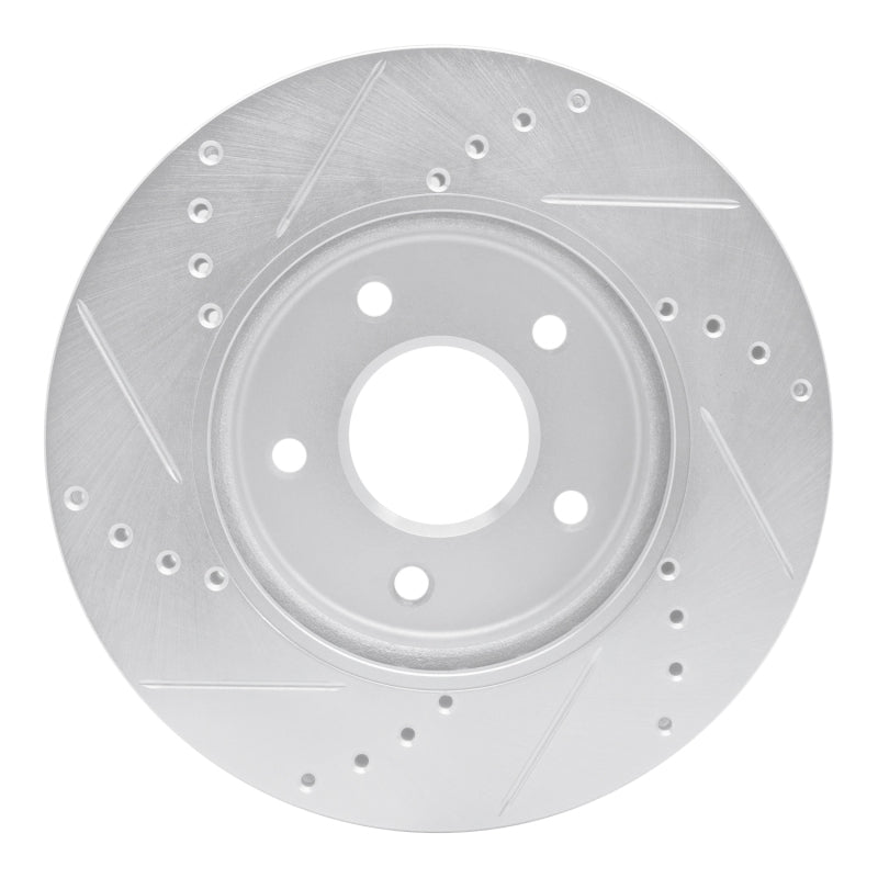 R1 Concepts R1 11-25 Chevrolet City Express Front Right Drilled & Slotted Silver Brake Rotor