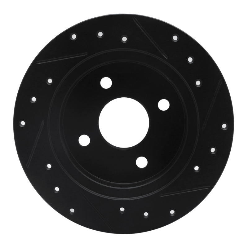 R1 Concepts R1 91-98 Saturn SC2 Rear Left Drilled & Slotted Black Brake Rotor