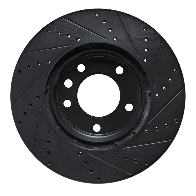 R1 Concepts R1 03-18 Porsche Cayenne Left Front Drilled & Slotted Black Brake Rotor