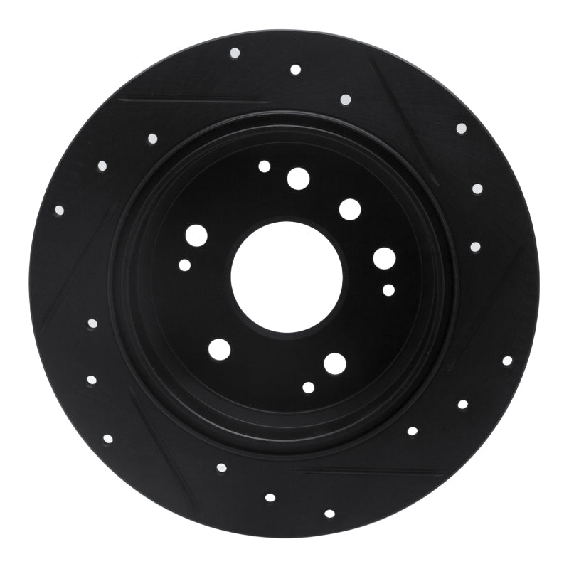 R1 Concepts R1 99-11 Acura TL Rear Left Drilled & Slotted Black Brake Rotor