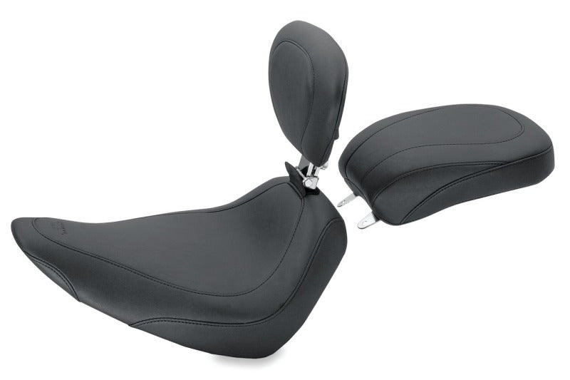 Mustang Motorcycle Mustang 84-06 Harley Standard Rear Tire Wide Tripper Solo Seat w/Driver Backrest - Black