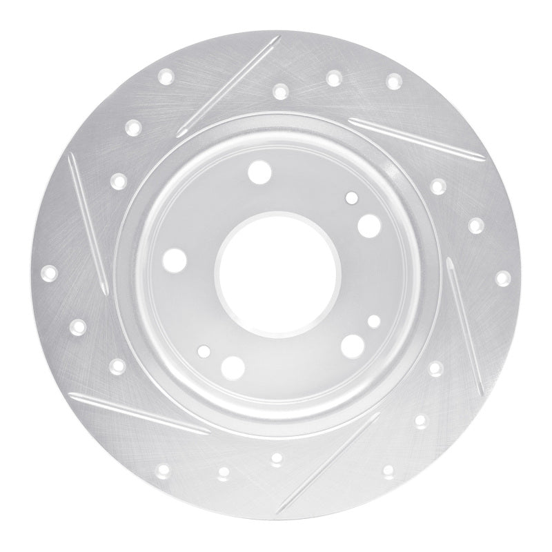 R1 Concepts R1 16-25 Honda Civic Hatchback Rear Right Drilled & Slotted Silver Brake Rotor