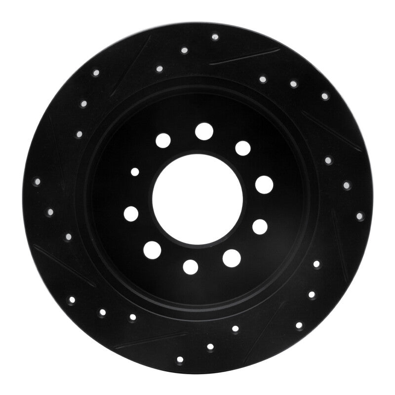 R1 Concepts R1 07-08 Hyundai Tiburon Rear Right Drilled & Slotted Black Brake Rotor