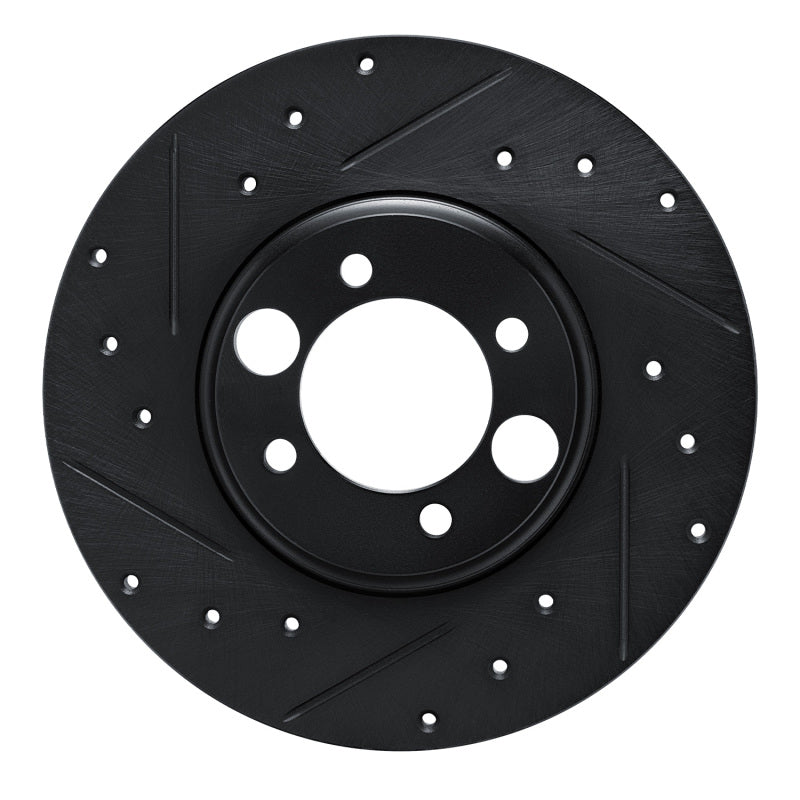 R1 Concepts R1 62-87 Jaguar XJS Rear Left Drilled & Slotted Black Brake Rotor