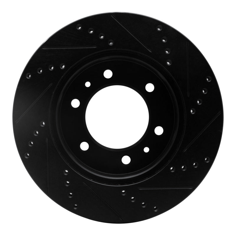 R1 Concepts R1 06-10 Hummer H3T Front Left Drilled & Slotted Black Brake Rotor