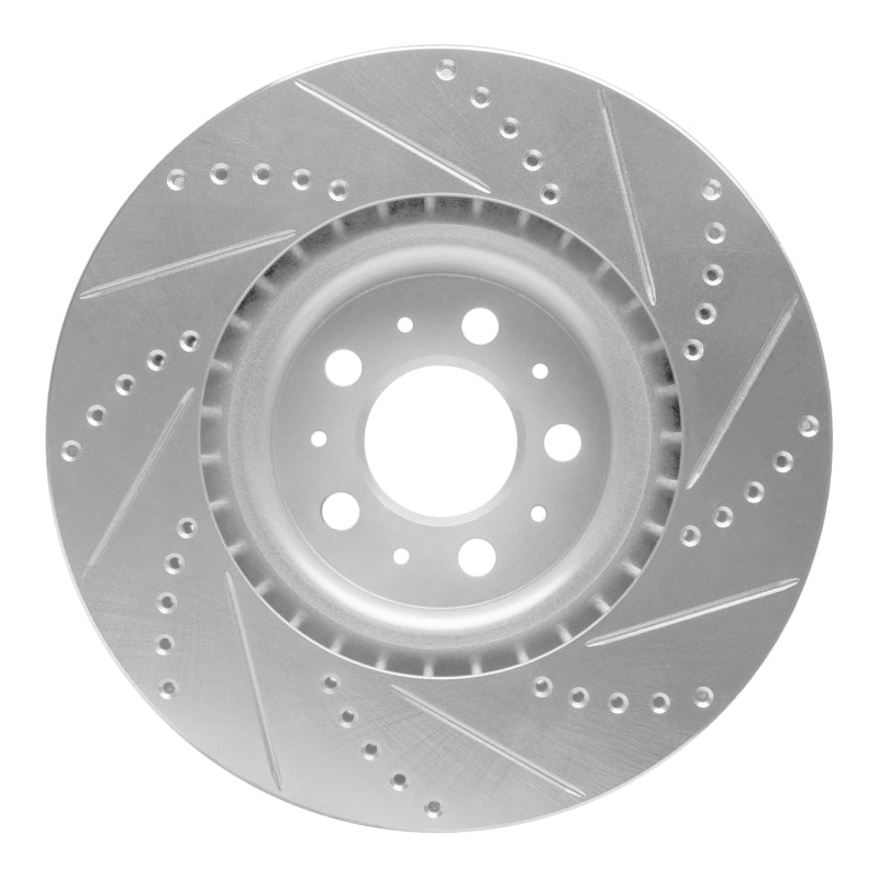 R1 Concepts R1 04-07 Volvo V70 Front Left Drilled & Slotted Silver Brake Rotor