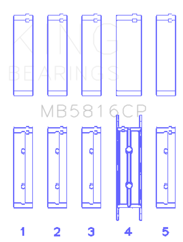 King Engine Bearings Ford 391Ci 32V Turbo V8 Power Stroke/O/S .0 (Size +0.50mm) Main Bearing Set