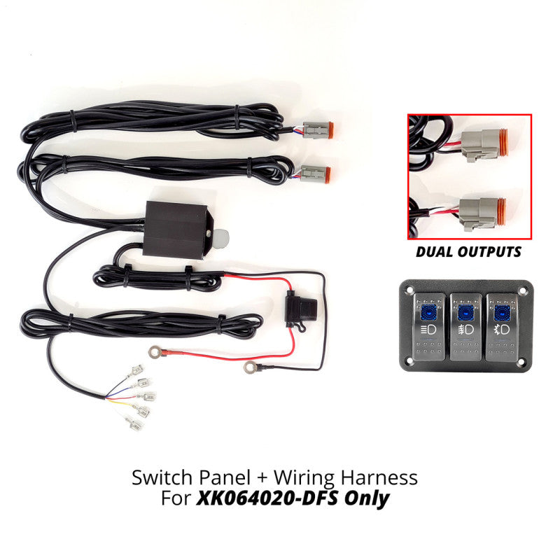 XKGLOW XK Glow 3 Button Switch Panel + 2 Output Wire for Fog Strobe Combo