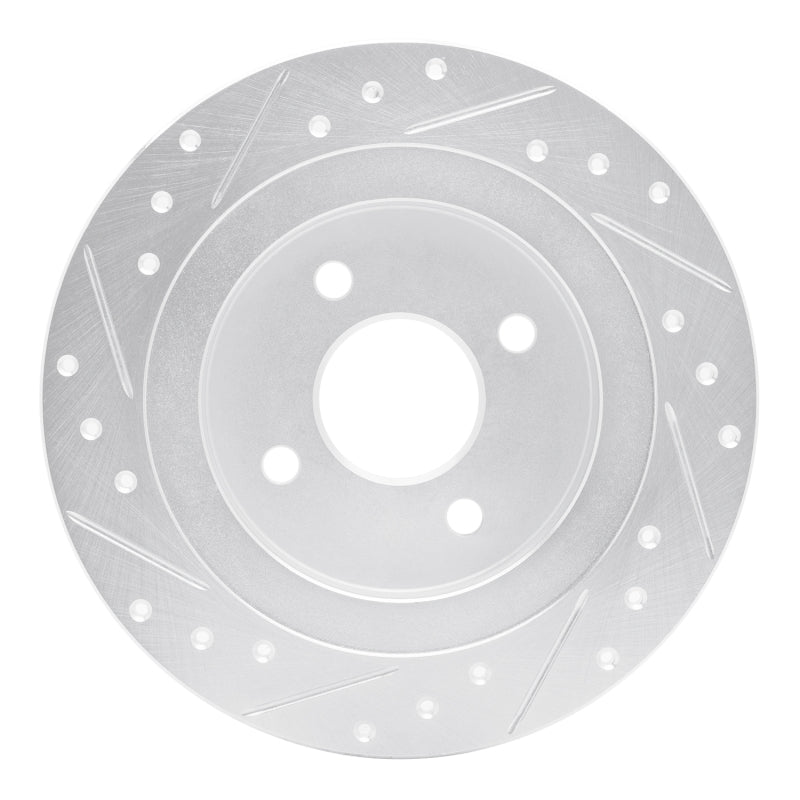 R1 Concepts R1 02-04 Ford Focus Rear Right Drilled & Slotted Silver Brake Rotor