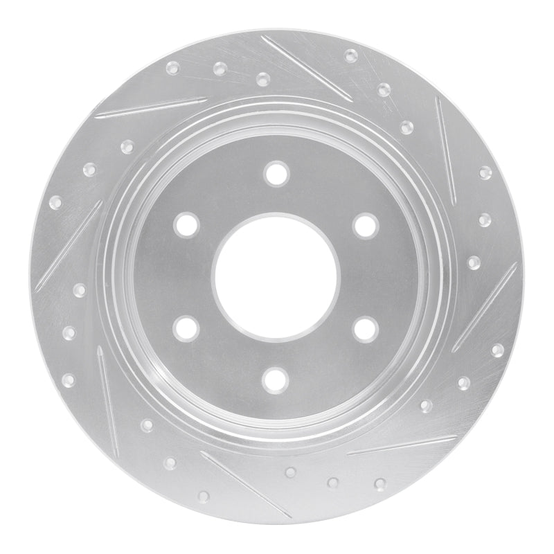 R1 Concepts R1 04-15 Infiniti QX56 Rear Left Drilled & Slotted Silver Brake Rotor