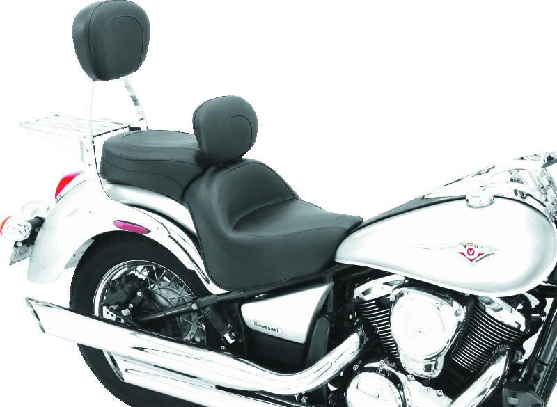 Mustang Motorcycle Mustang 06-21 Kawasaki Vulcan 900 Classic, Custom Touring 1PC Seat w/Driver Backrest - Black