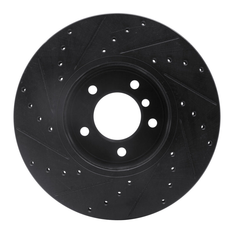 R1 Concepts R1 04-10 BMW 528I xDrive Front Right Drilled & Slotted Black Brake Rotor