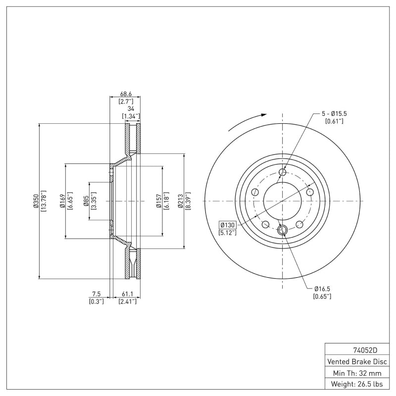DFC 03-15 Audi Q7 Right Front GeoSPEC Coated Rotor