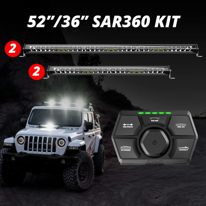XKGLOW XK Glow SAR360 Light Bar Kit Emergency Search and Rescue Light System White (2)52In (2)36In