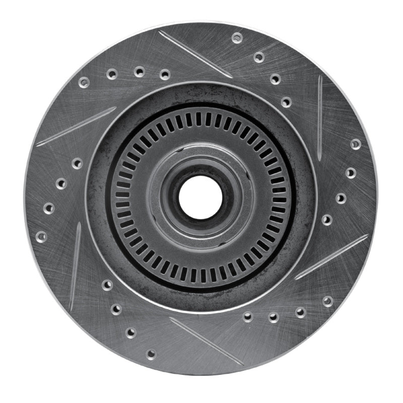 R1 Concepts R1 87-92 Lincoln Mark VII Front Left Drilled & Slotted Silver Brake Rotor