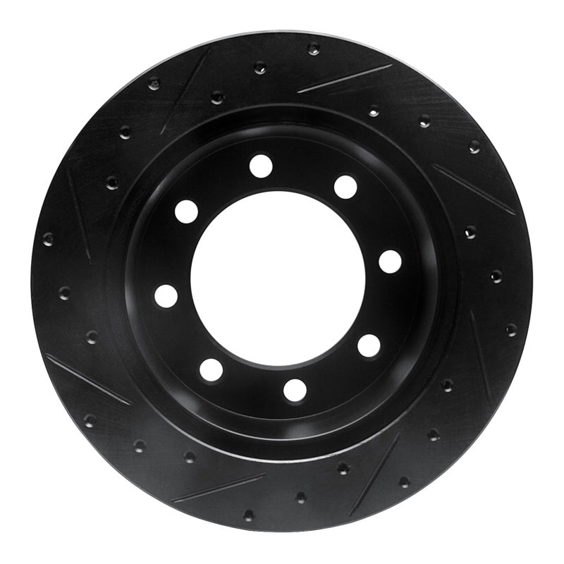 R1 Concepts R1 99-07 Ford E-150 Econoline Rear Right Drilled & Slotted Black Brake Rotor