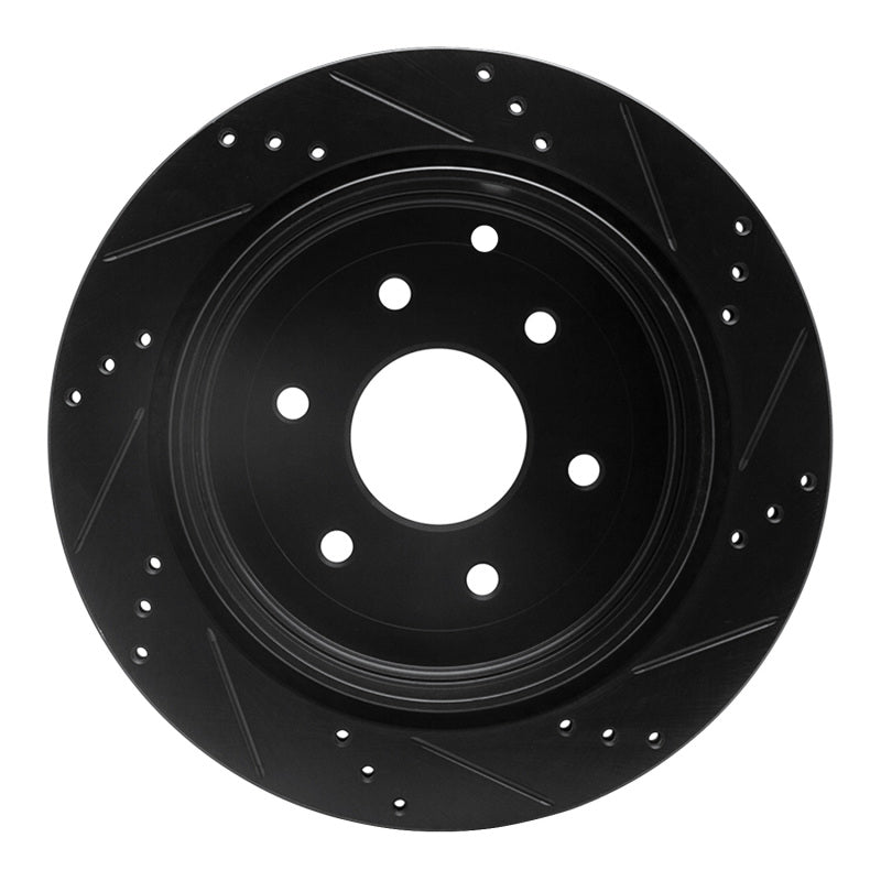 R1 Concepts R1 10-24 Infiniti QX56 Rear Left Drilled & Slotted Black Brake Rotor