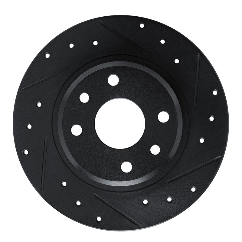 R1 Concepts R1 90-93 Asuna SUNFIRE Rear Right Drilled & Slotted Black Brake Rotor