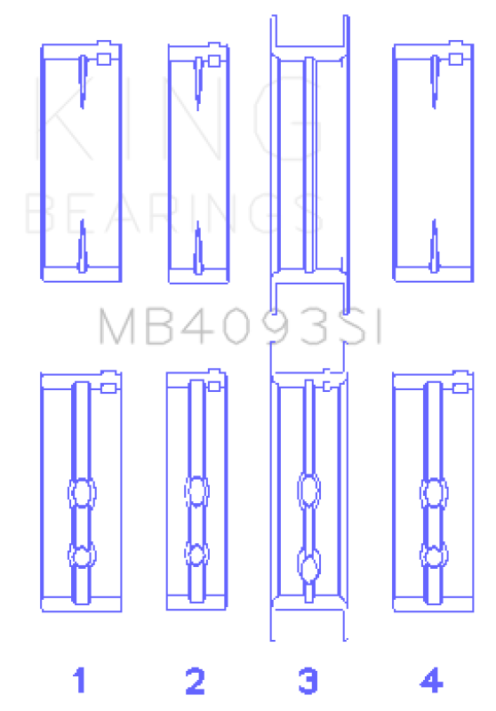 King Engine Bearings Chevrolet/Jeep 173Ci 2.8L (Size +0.50mm) Main Bearing Set