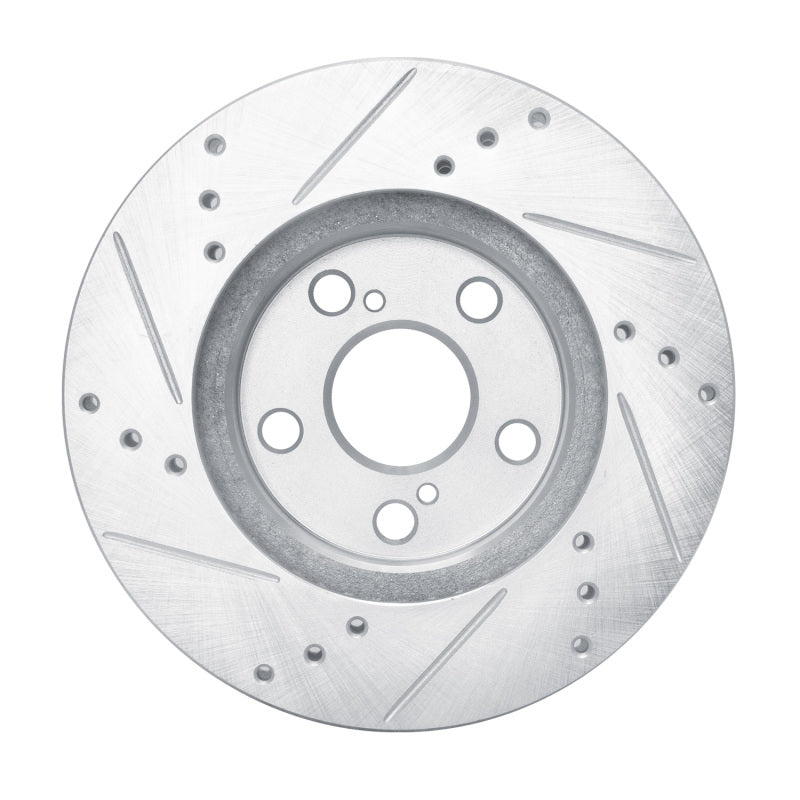 R1 Concepts R1 10-17 Lexus CT200H Front Right Drilled & Slotted Silver Brake Rotor