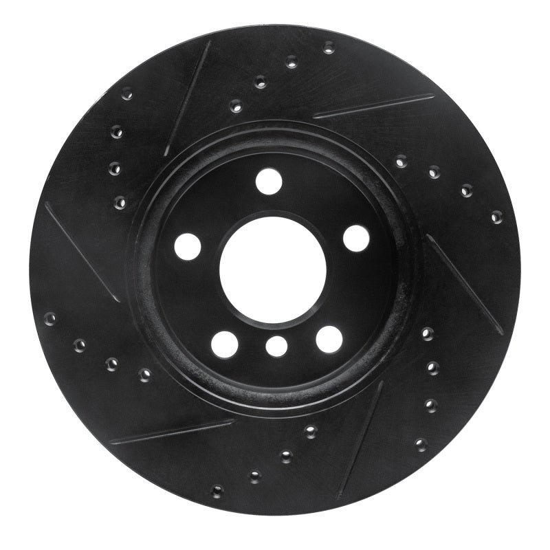R1 Concepts R1 14-21 Mini Cooper Clubman Front Right Drilled & Slotted Black Brake Rotor