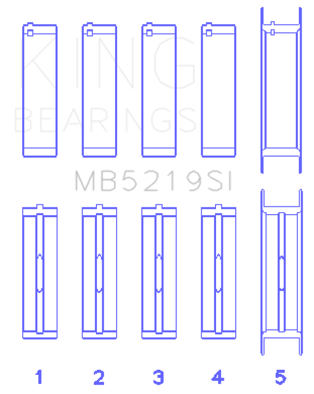 King Engine Bearings King 91-92 281CI 4.6L V8 Romeo with Cast Iron Block SOHC 16 Valves (Size +0.25) Main Bearing Set