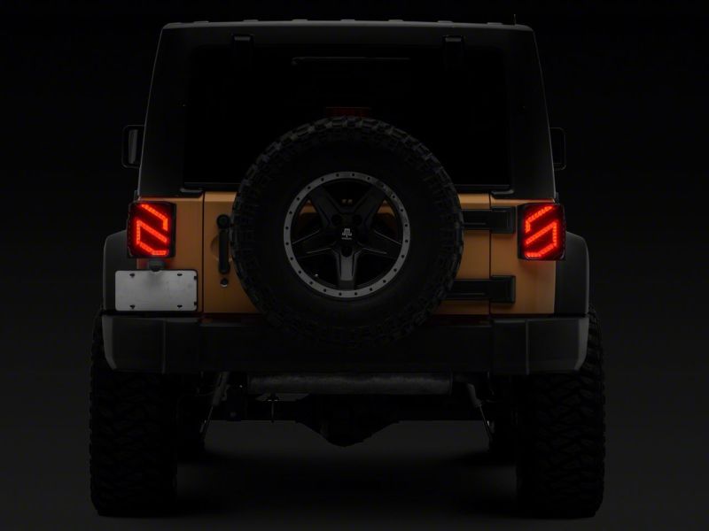 Raxiom 07-18 Jeep Wrangler JK Axial Series Trident LED Tail Lights- Black Housing (Clear Lens)