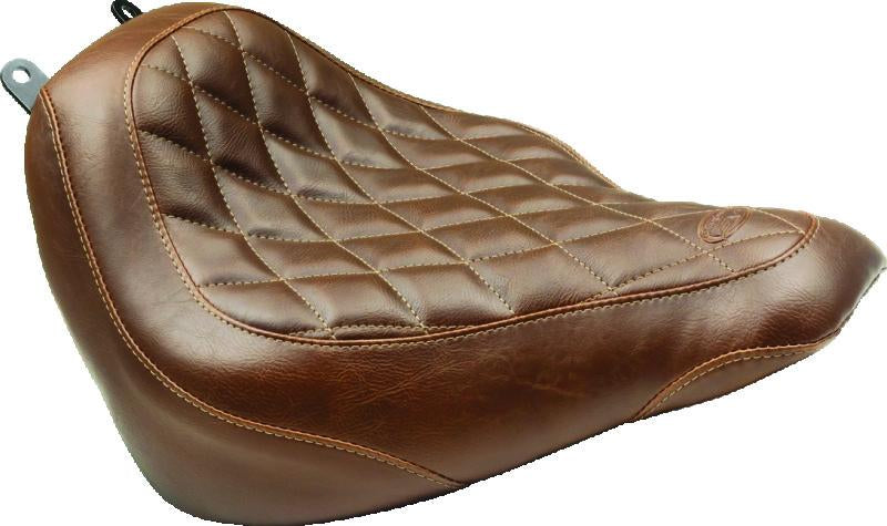 Mustang Motorcycle Mustang 18-21 Harley Heritage Classic, Deluxe Wide Tripper Solo Seat Diamond Stitch - Brown