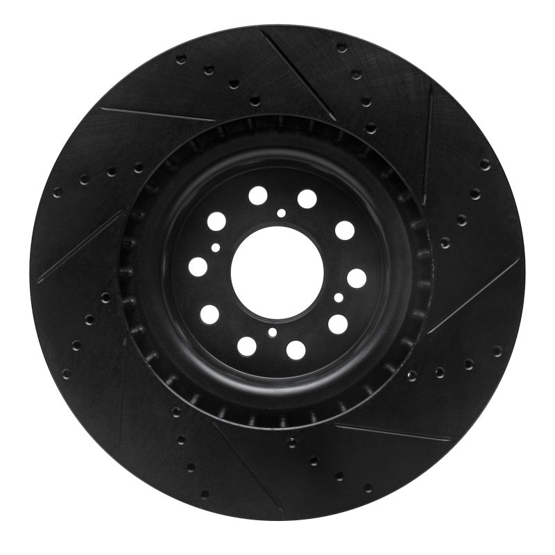 R1 Concepts R1 17-25 Acura Integra Front Left Drilled & Slotted Black Brake Rotor