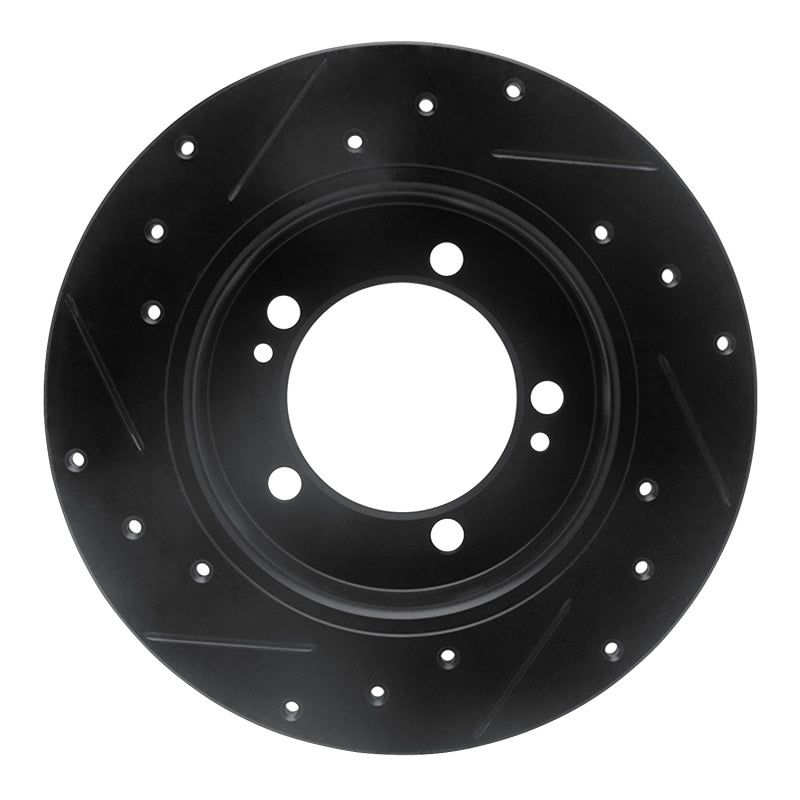R1 Concepts R1 90-94 Eagle TALON Rear Right Drilled & Slotted Black Brake Rotor