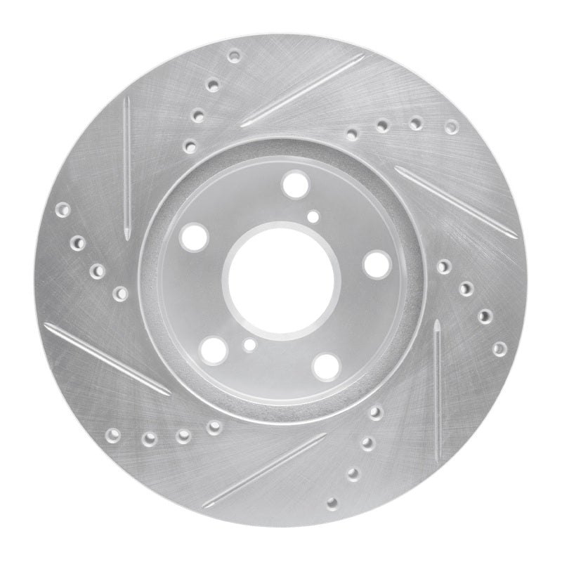 R1 Concepts R1 01-05 Toyota RAV4 Front Right Drilled & Slotted Silver Brake Rotor