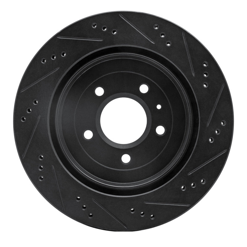 R1 Concepts R1 05-11 Cadillac STS Rear Left Drilled & Slotted Black Brake Rotor