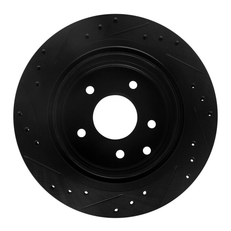 R1 Concepts R1 93-01 Infiniti Q45 Rear Right Drilled & Slotted Black Brake Rotor
