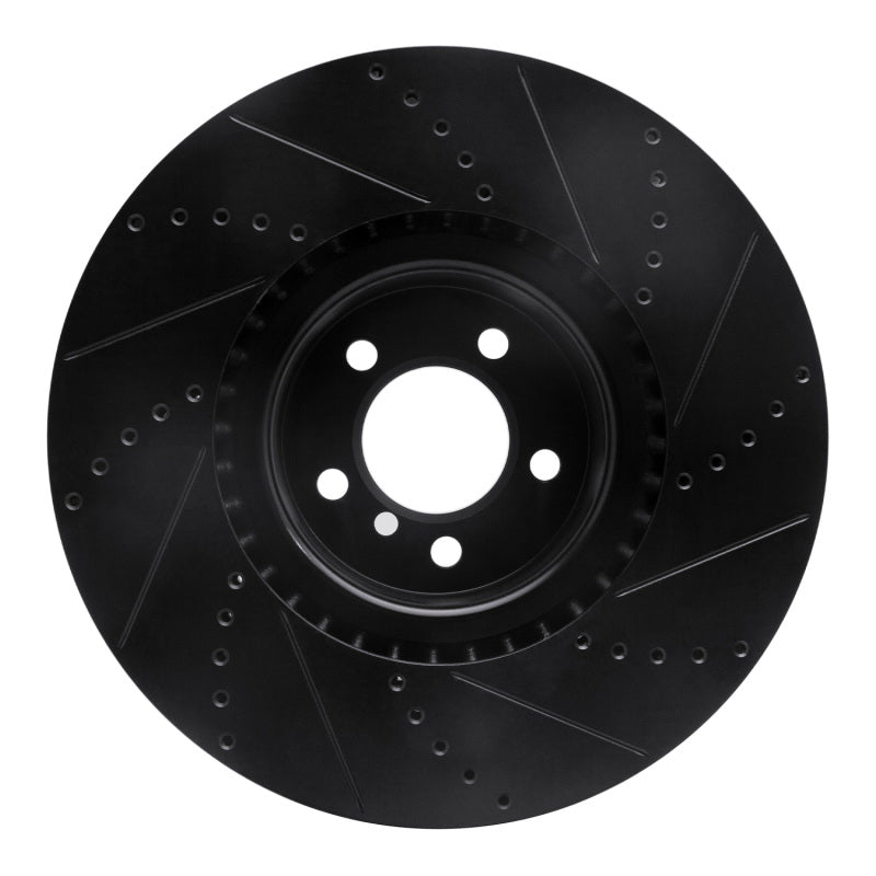 R1 Concepts R1 10-12 Land Rover Range Rover Front Left Drilled & Slotted Black Brake Rotor