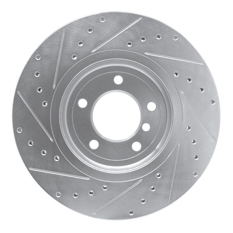 R1 Concepts R1 01-08 BMW 330CI Front Right Drilled & Slotted Silver Brake Rotor