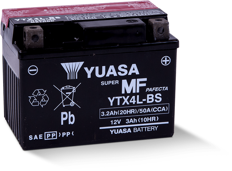 Yuasa Battery Yuasa YTX4L-BS Maintenance Free AGM 12-Volt Battery w/Bottle