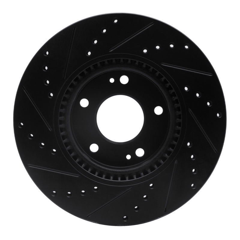 R1 Concepts R1 05-24 Hyundai Tucson Front Right Drilled & Slotted Black Brake Rotor