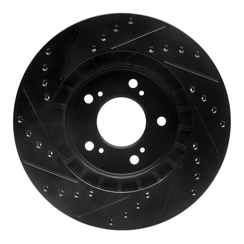 R1 Concepts R1 97-05 Acura NSX Front Right Drilled & Slotted Black Brake Rotor