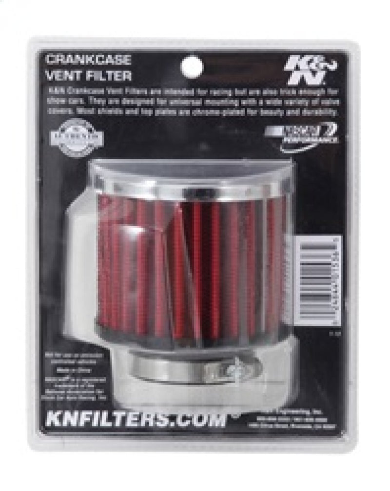 K&N Engineering K&N 1.5in Flange ID x 3in OD x 2.5in H Chrome Finish Rubber Base Crankcase Vent Filter