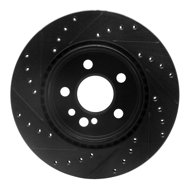 R1 Concepts R1 92-99 Mercedes-Benz 500SEL Rear Right Drilled & Slotted Black Brake Rotor