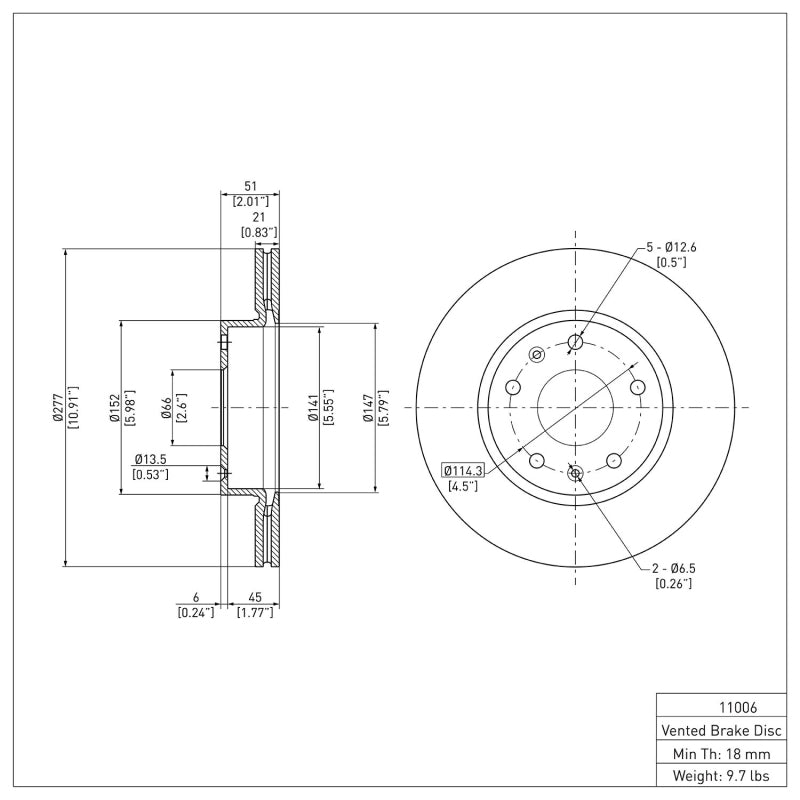 DFC 02-05 Land Rover Freelander Front Brake Rotor
