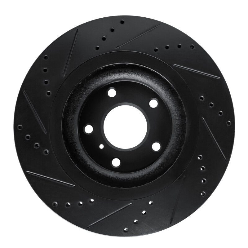 R1 Concepts R1 19-24 Infiniti QX50 Front Right Drilled & Slotted Black Brake Rotor