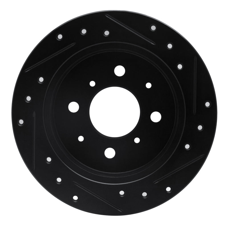 R1 Concepts R1 88-01 Acura Integra Rear Left Drilled & Slotted Black Brake Rotor