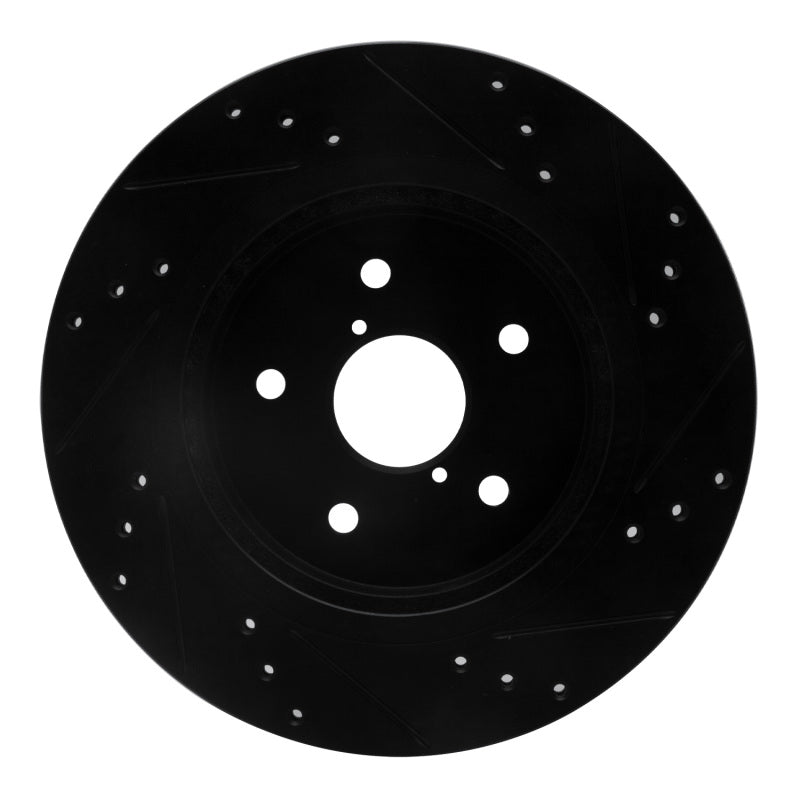 R1 Concepts R1 15-25 Subaru Outback Rear Left Drilled & Slotted Black Brake Rotor