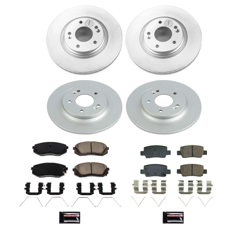 PowerStop Power Stop 2021 Kia Seltos Front & Rear Z17 Coated Brake Kit