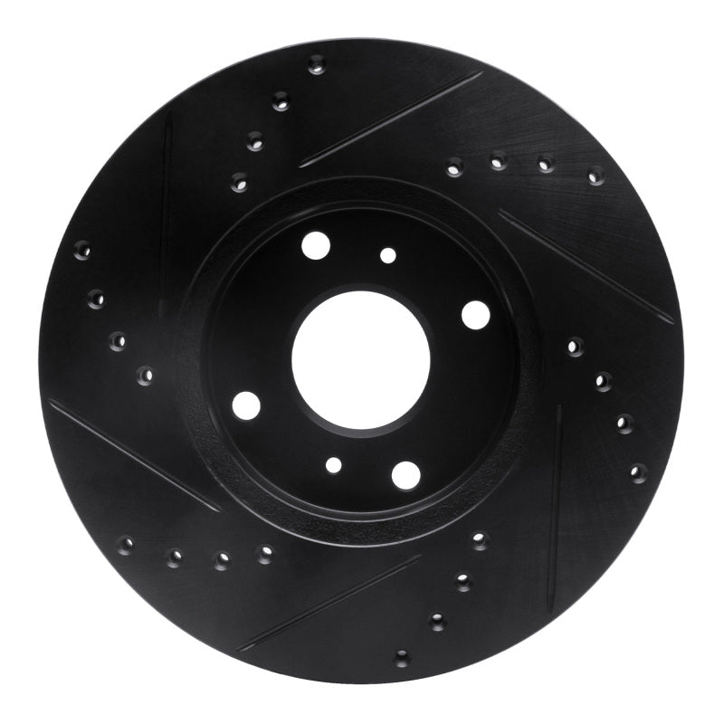 R1 Concepts R1 98-99 Acura CL Front Right Drilled & Slotted Black Brake Rotor