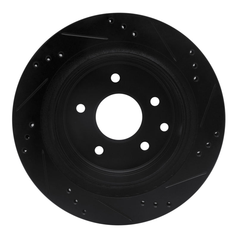 R1 Concepts R1 02-06 Infiniti M45 Rear Left Drilled & Slotted Black Brake Rotor