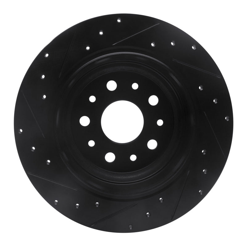 R1 Concepts R1 18-25 Jeep Wrangler Rear Right Drilled & Slotted Black Brake Rotor